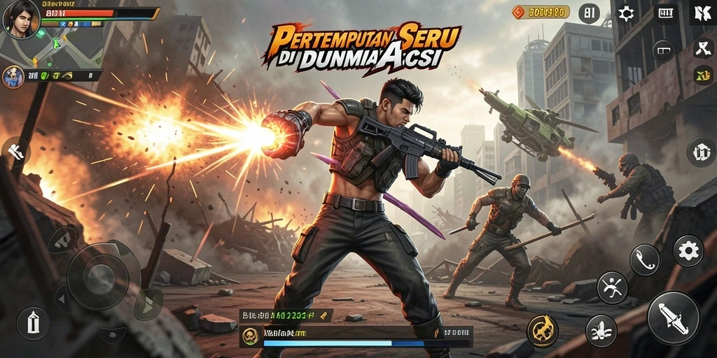 Screenshot aksi seru dalam permainan 8II dengan grafis memukau.