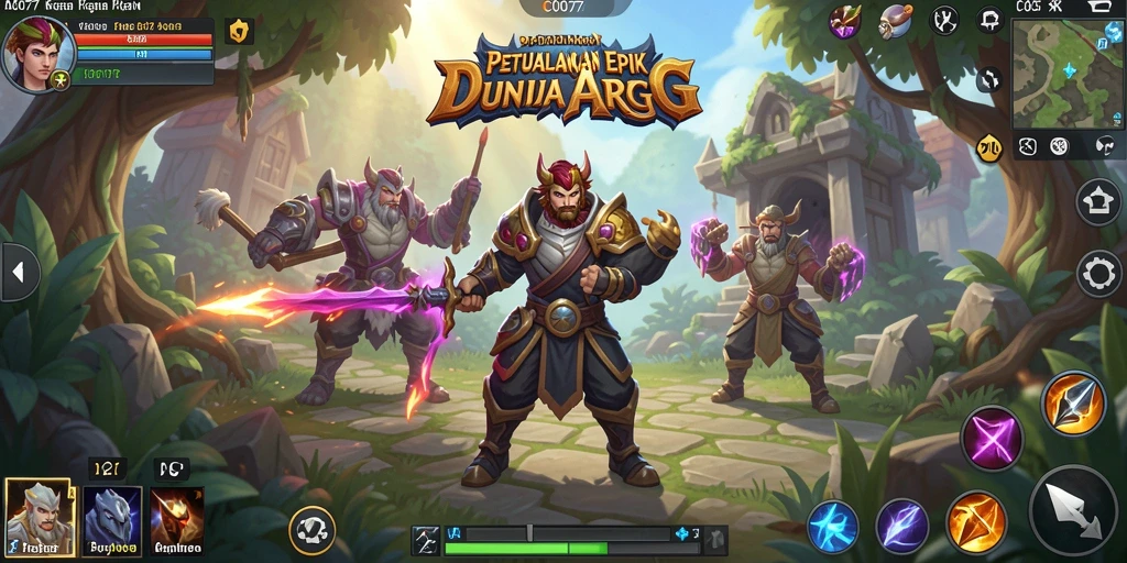 Tangkapan layar gameplay C0077 menampilkan pertempuran seru dalam dunia fantasi.