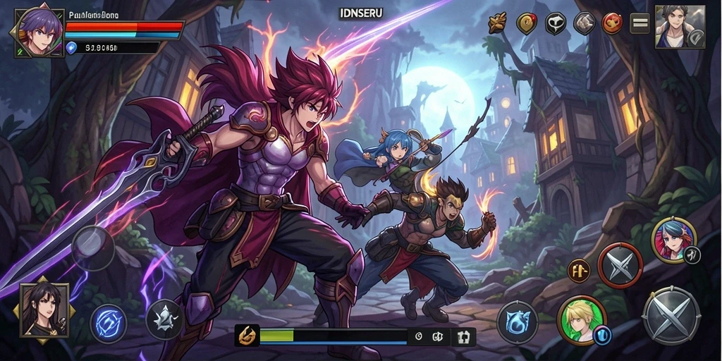 Screenshot gameplay <strong>IDNSERU</strong> menampilkan aksi karakter anime yang seru.