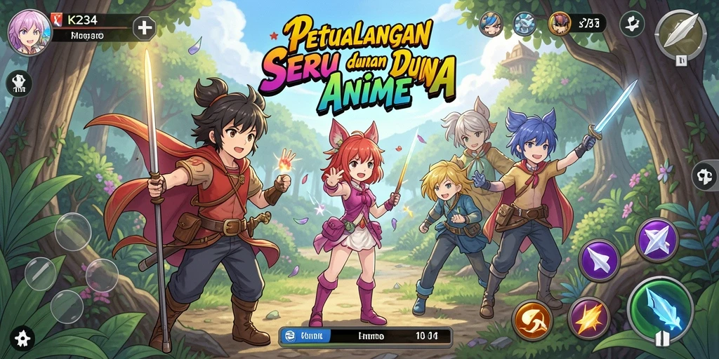 Screenshot K234 yang menunjukkan pertarungan seru karakter anime.