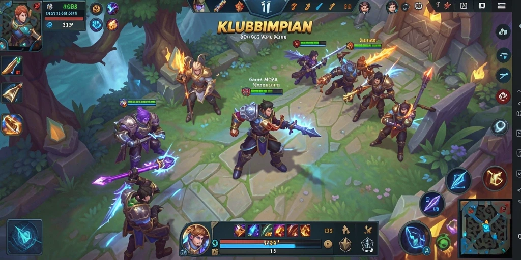 Tampilan gameplay seru dari KLUBIMPIAN dengan aksi MOBA yang intens.