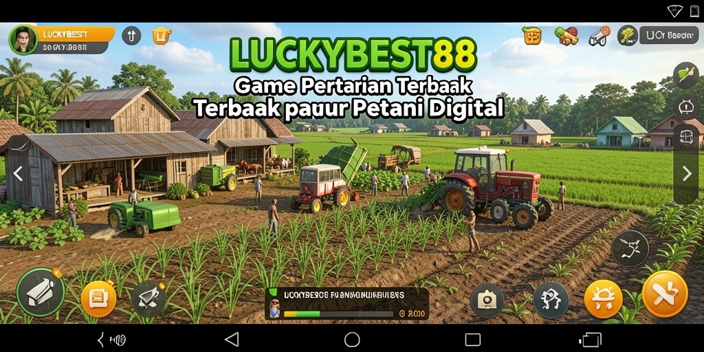 Screenshot gameplay LUCKYBEST88 menampilkan ladang hijau yang subur.