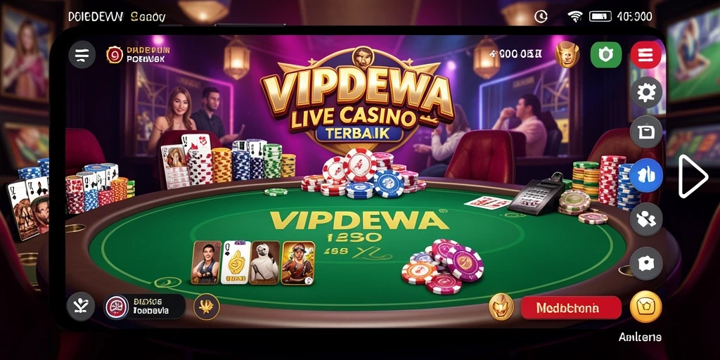 Screenshot gameplay Live Casino memperlihatkan dealer langsung dan permainan interaktif.