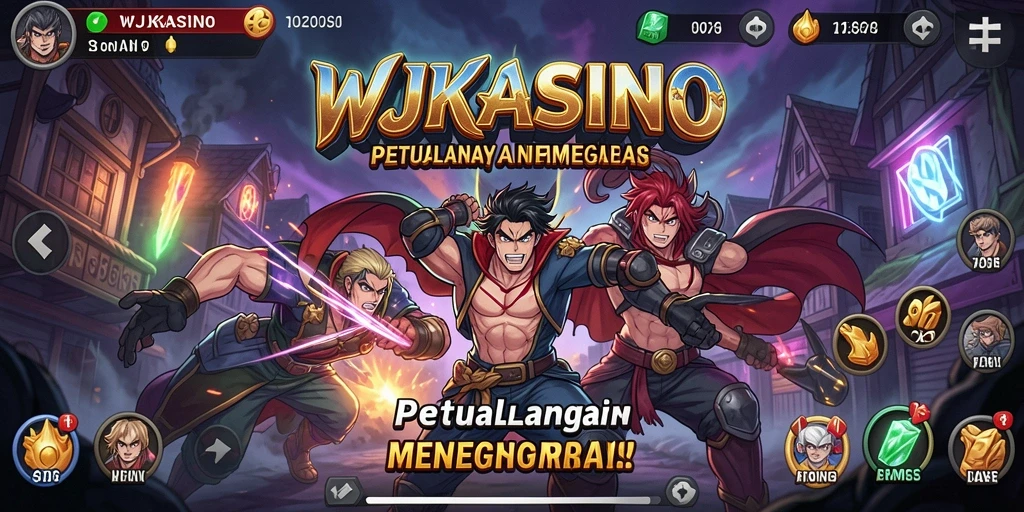 Tangkapan layar gameplay WJKASINO menampilkan aksi karakter Anime yang seru.